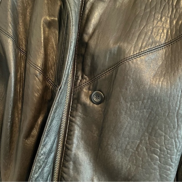 Vintage 80s Preston & York Leather Coat Black Oversized Design - Picture 8 of 15